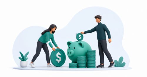 Una pareja que ahorra dinero