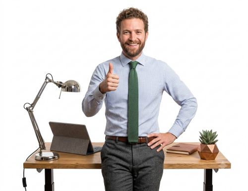 Hombre sentado en su escritorio